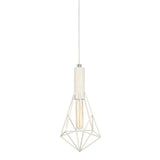 CLA Lighting White Cage Single Light Diamond Pendant 