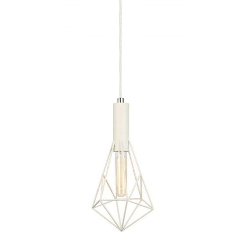 CLA Lighting White Cage Single Light Diamond Pendant 