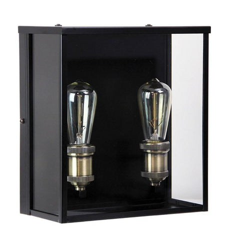 Wall Light Outdoor Twin Matt Black E27 in 30cm Oakland Oriel Lighting - Alpha Lighting & Electrics 