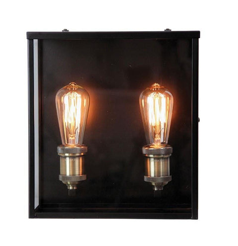 Wall Light Outdoor Twin Matt Black E27 in 30cm Oakland Oriel Lighting - Alpha Lighting & Electrics 