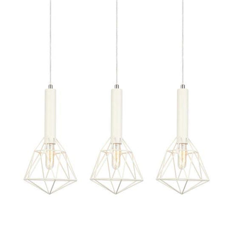 CLA Lighting White Cage 3 Light Diamond Pendant 