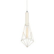 CLA Lighting White Cage Single Light Diamond Pendant 