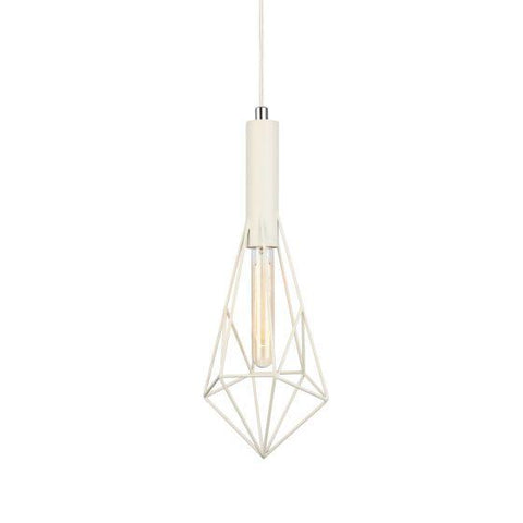 CLA Lighting White Cage Single Light Diamond Pendant 